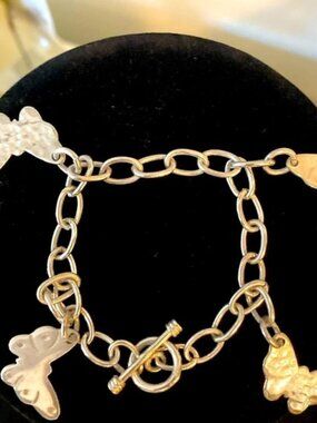 Beautiful silver butterfly hammered metal bracelet
